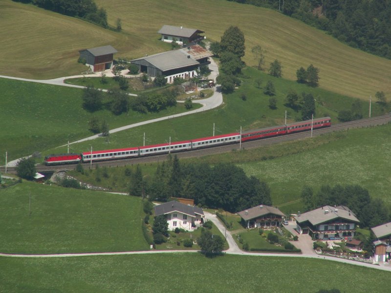 Blick vom Asitz in Leogang auf den EC Graz Bregenz am 23.7.09