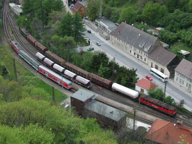 Blick auf den Bahnhof R�beland / Harz; 14.05.2001