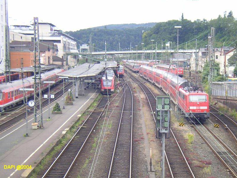 Blick auf den Bahnhof Siegen.