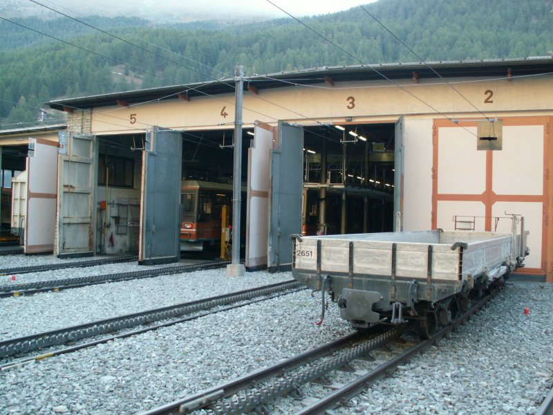 Blick auf das Depot der GGB in Zermatt.23.09.09