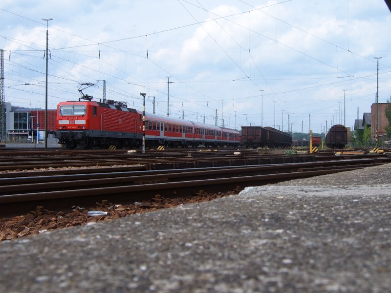 Blick auf einen Teil des Aalener Gleisfeldes. Foto: 10.05.07, Aalen.