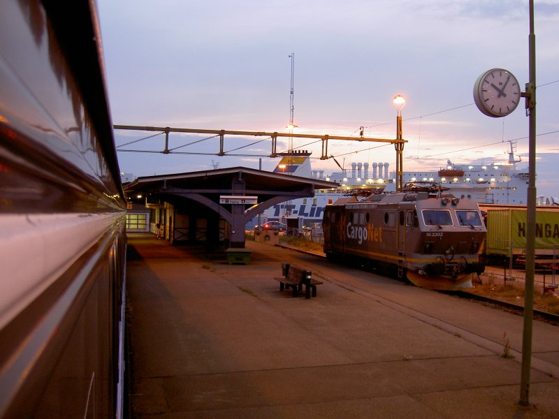 Blick aus dem Nachtzug Malm-Berlin in Trelleborg