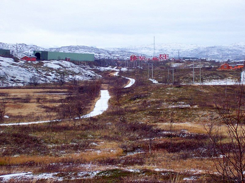 Blick von der Grenze zum ersten norwegischen Bahnhof Bjrnfjell, 514 m Hhe, aufgenommen am 09.10.2006