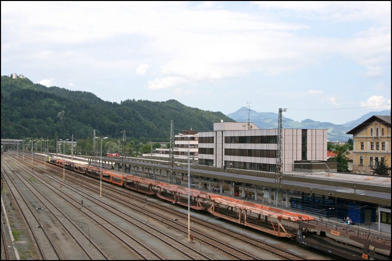 Blick Richtung Bayern: Der Bahnhof Kufstein aufgenommen am 25.06.2007