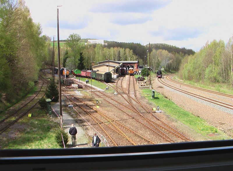 Blick vom Stellwerk 3 auf das ehemalige Bahnbetriebswerk Schwarzenberg, heute Eisenbahnmuseum und Sitz der S�chsischen Eisenbahnfreunde e.V.
01.05.2008