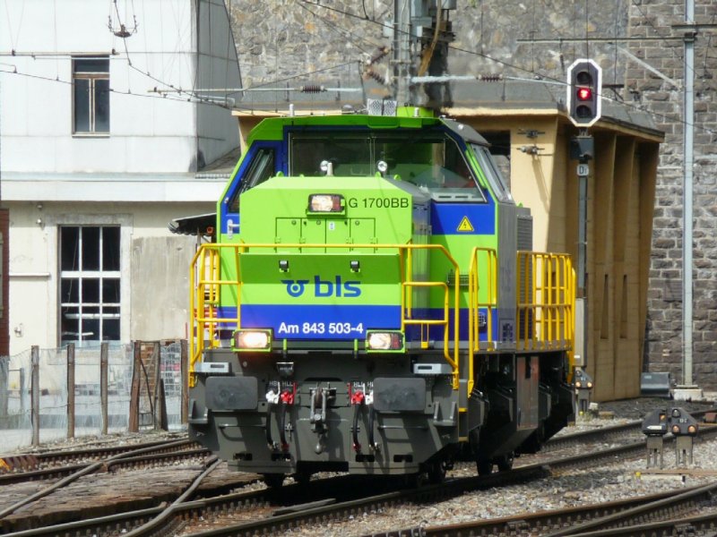 bls - Am 843 503-4 kurz nach der ausfahrt aus dem Ltschbertunnel in Goppenstein am 11.09.2008