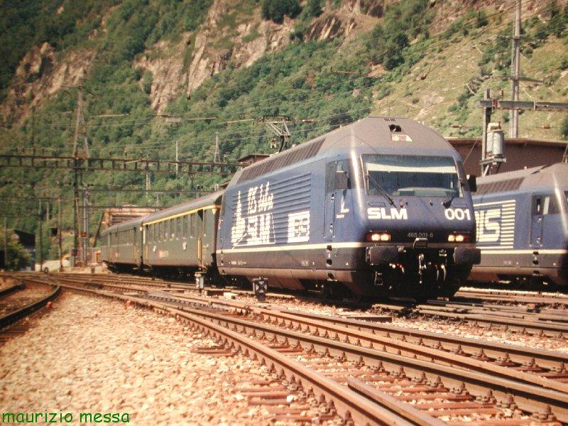 BLS Re 465 001 '100 Yahre SLM' - Brig - 25.07.1996 