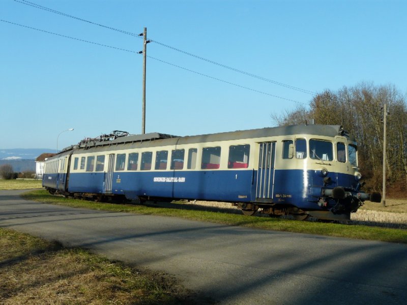 BMK - Triebwagen ABDe 4/8 244 ( ex OeBB , ex BLS )in Kallnach am 26.12.2008