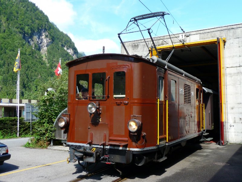 BOB - Oldtimer HGe 3/3 24 vor dem Depot in Zweiltschienen am 16.08.2008