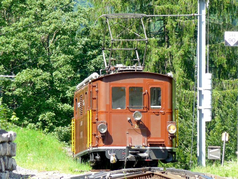 BOB - Oldtimer HGe 3/3 24 bei Rangierarbeiten in Lauterbrunnen am 16.08.2008