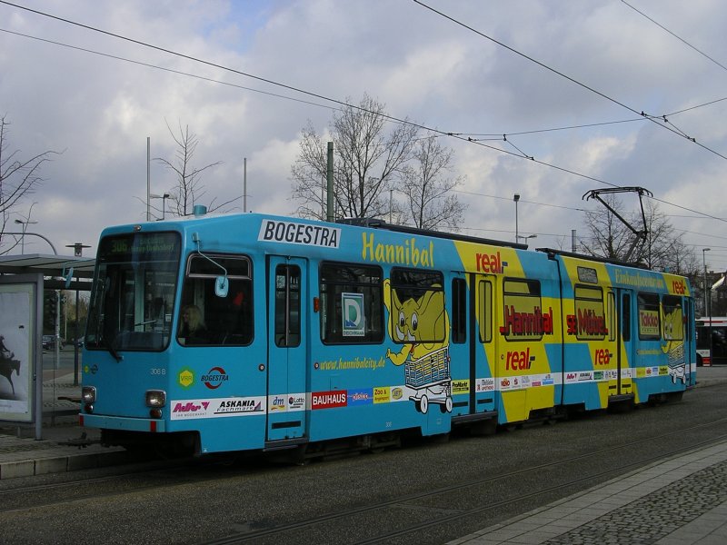 Bogestra Wagen 306B/306A , als Linie 306 von Wanne Eickel Hbf. nach Bochum Hbf.(25.02.2008)