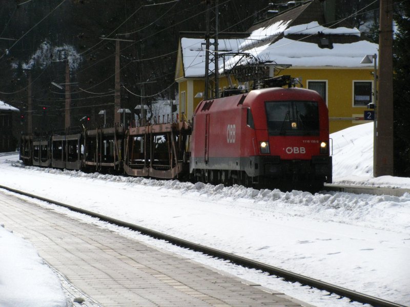 BR 1116 156 mit GZ in Richtung Wien bei Breitenstein am 27.02.2009