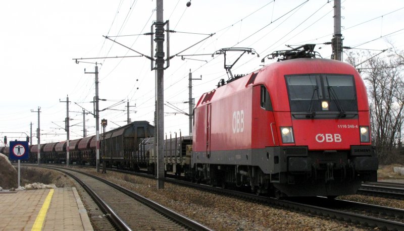 BR 1116 248 mit GZ bei Bheimkirchen am 28.02.2009
