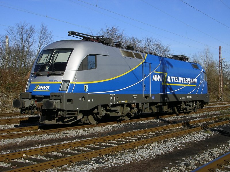 BR 1116 912-7 der MWB in der Abstellgruppe Herne.(17.02.2008)
