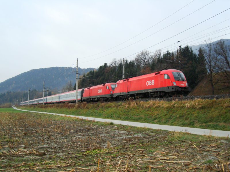 BR 1116-Doppelpack vor �EC am 19.11.2008 bei Terfens-Weer