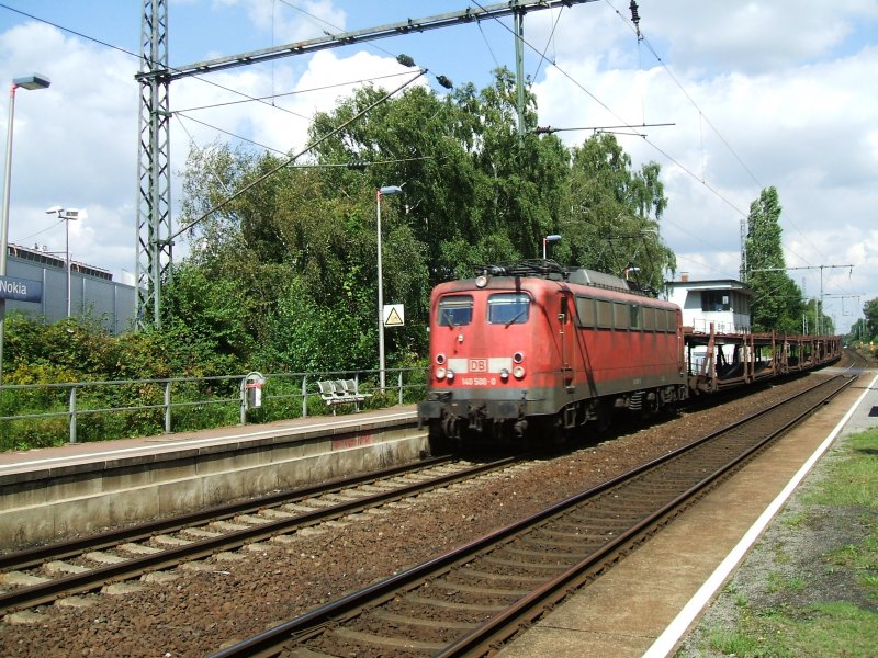 BR 140 500-0 mit Gterzug leerer Autotransport - Wagen.(13.08.2007)