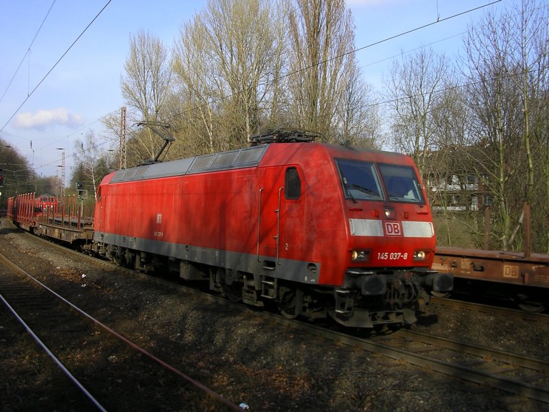 BR 145 037-8 mit Gterzug kreut GZ in Bochum Hamme.(25.02.2008)