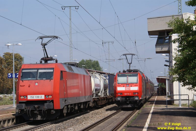 BR 152 139-2 neben BR 146 114-4 in Mllheim ( Baden )