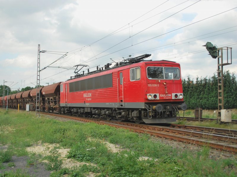 BR 155 038-3 am 16.6.09 auf der KBS 380 Richtung Hannover unterwegs.
