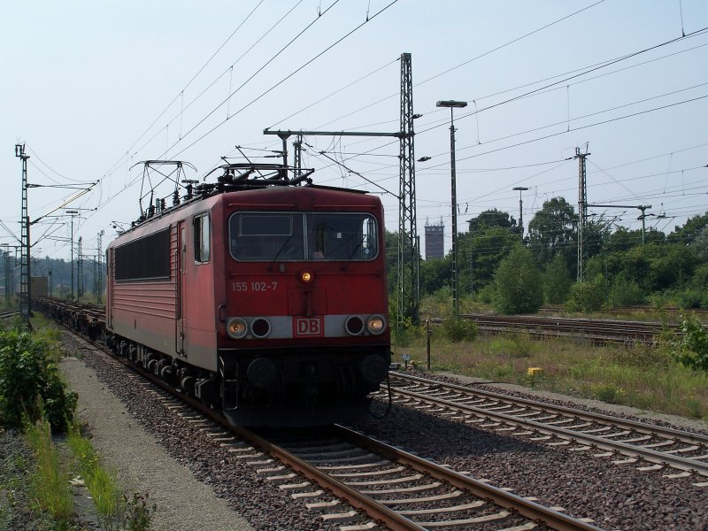 Br 155 102 durchfhrt Braunschweig Hbf richtung Osten (6.8.2007)