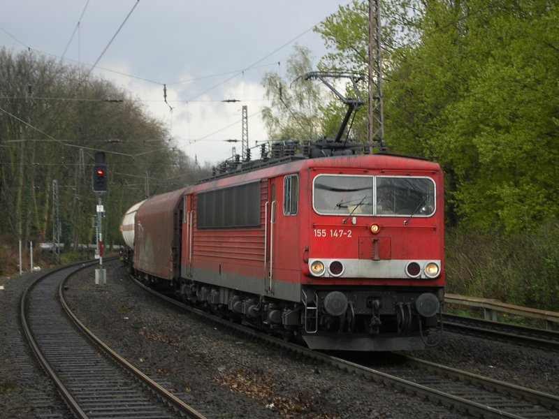 BR 155 147-2 mit Tankwagen-GZ in Bochum Hamme.(15.04.2008) 