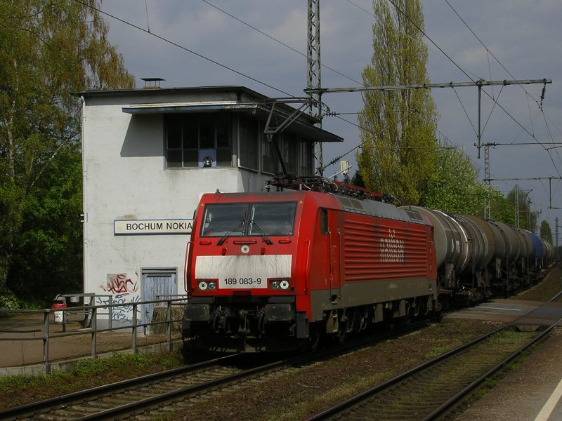 BR 189 083-9 mit Tankzug nach BO Langendreer.(23.04.2008)