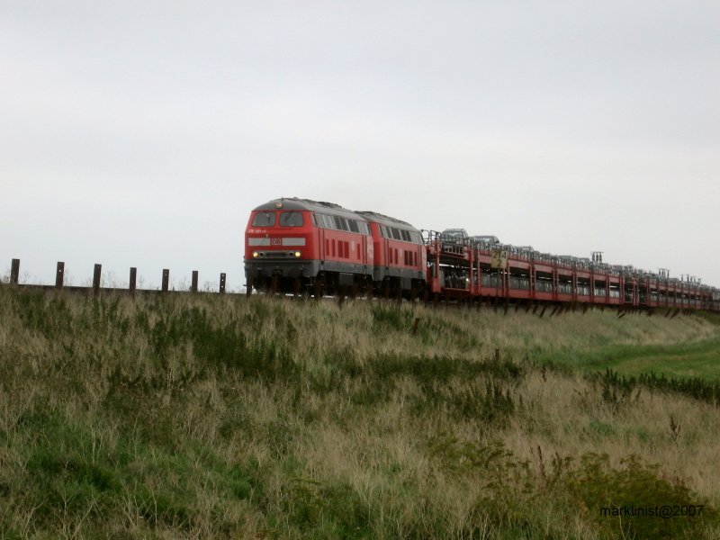 BR 215 901-0 Sylt-Shuttle Auslauf von Hindenburgdamm kommend Richtung Niebll. 