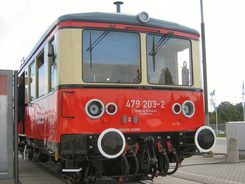 BR 479 - eingesetzt auf der Flachstrecke der Oberweibacher Bergbahn, ausgestellt auf der InnoTrans 2008 in Berlin, 27. 9. 2008