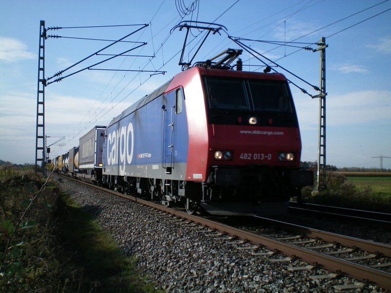 BR 482 bei schnem Herbstwetter in der Nhe von Offenburg.14.10.08