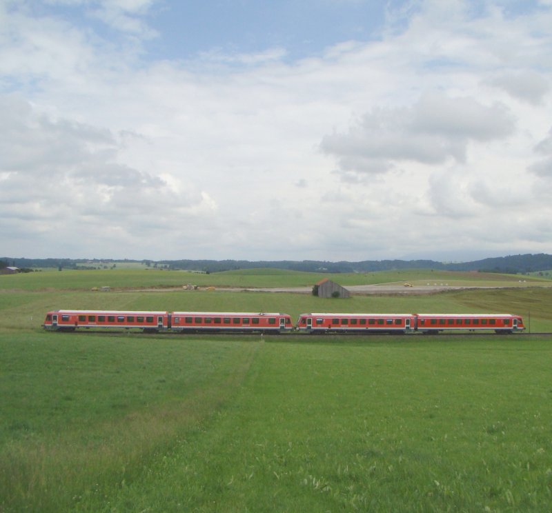 Br 628 Doppelgarnitur,zwischen Kempten und Fssen.11.06.2008