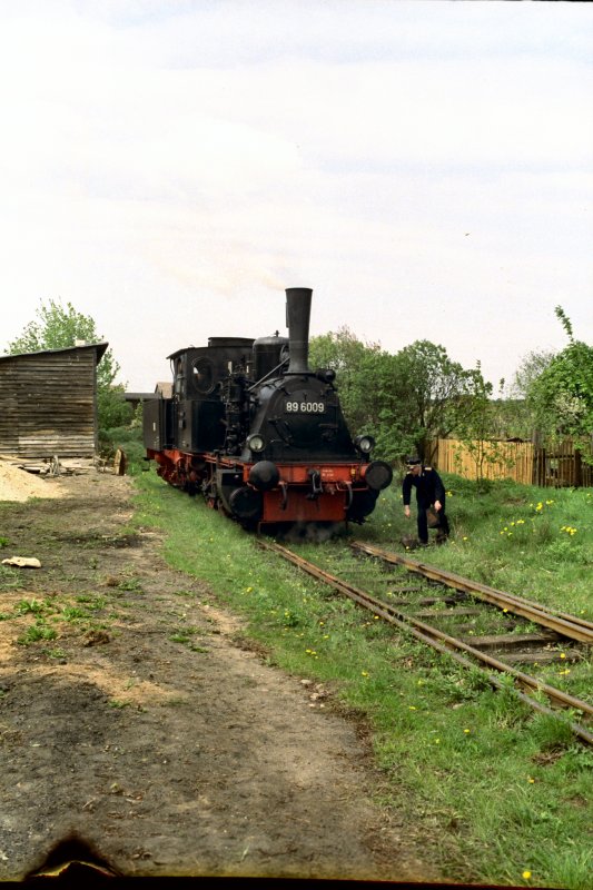 BR 89 mit Schlepptender in Gro Schnebeck (DMV-Sonderfahrt um 1988)/ Heidekrautbahn