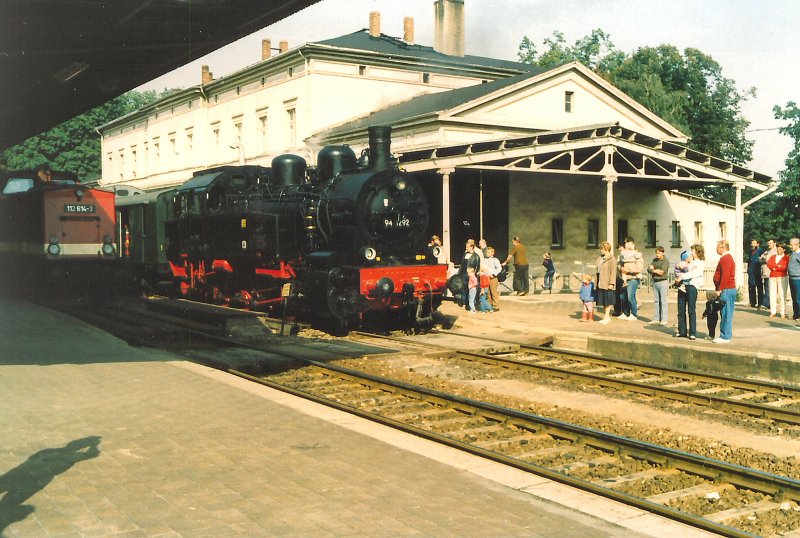 BR 94 und Diesellok 112 um 1986 in Bad Langensalza