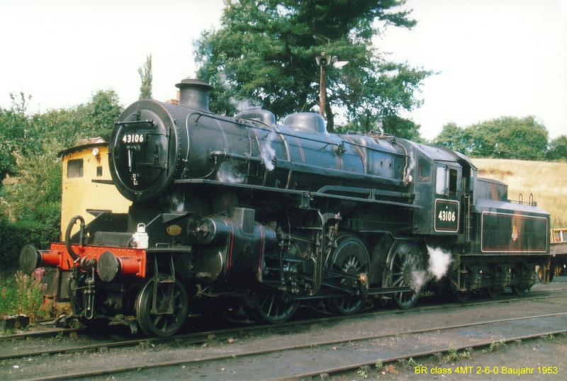 BR Standartlok fr den gemischten Dienst Class 4MT 2-6-0 Baujahr 1953. Eingestellt bei der Severn Valley Railway.