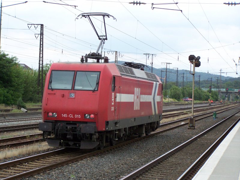 Br.145-CL 015 von HGK Hfen u. Gterverkehr Kln Ag, fuhr am 2.August 2007 als Lokzug durch Aschaffenburg Hbf. 