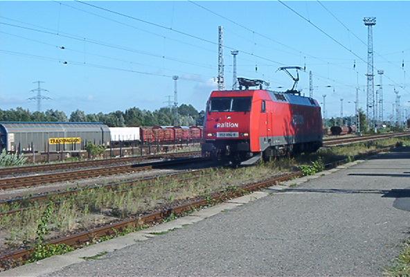 BR152 im Cargo-Bahnhof Rostock Seehafen