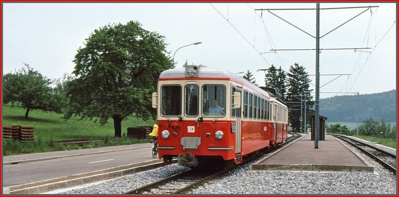 Bt 103 und BDe 4/4 xx in Neue Forch. (Archiv 06/77)