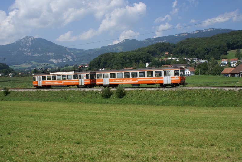 Bt 352 und Be 4/4 303 befinden sich am 18.8.09 in Attiswil.