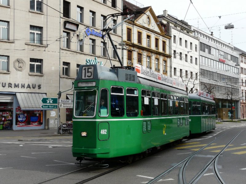 BVB - Be 4/4 462 mit anhnger unterwegs auf der Linie 15 am 15.03.2008