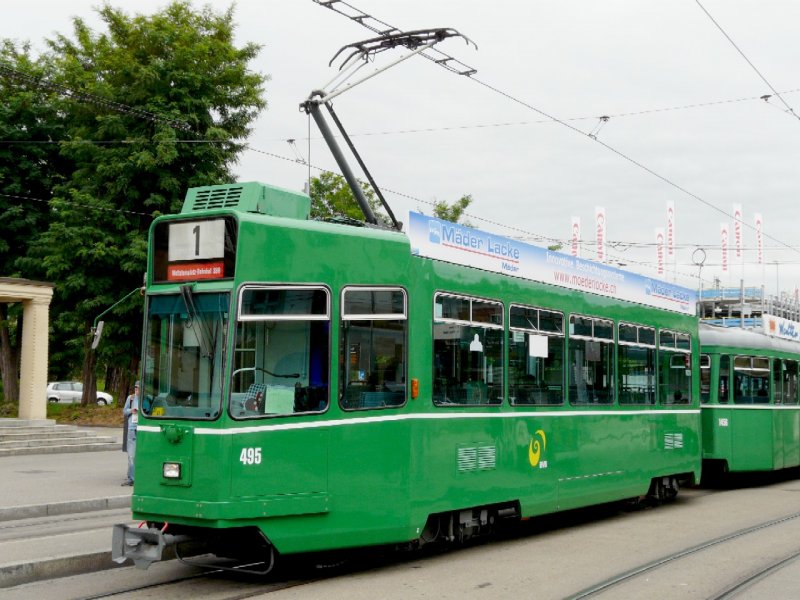 BVB  - Be 4/4 495 unterwegs auf der Linie 1 am 12.07.2008