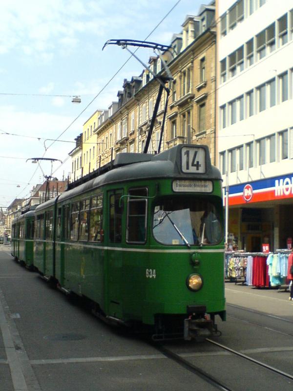 BVB Be 4/6 634 Unterwegs in Basel auf der Linie 14 am 21.04.2006