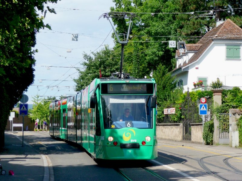 BVB - Combino Tram Be 6/8 306 unterwegs auf der Linie 6 am 10.08.2008