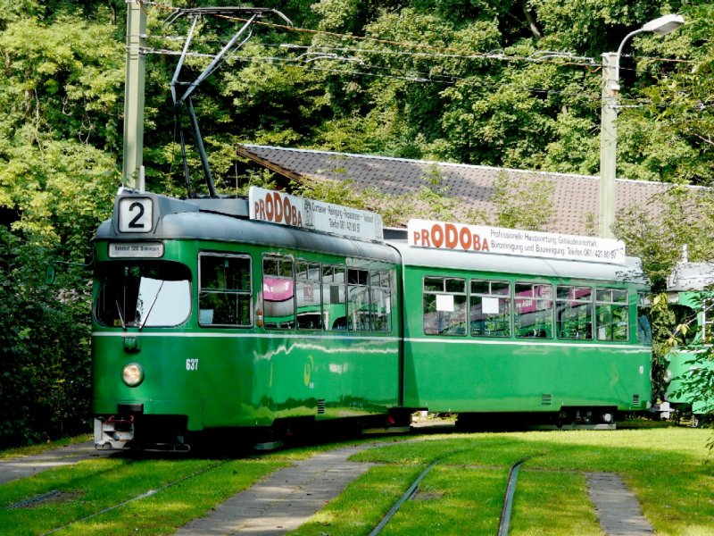 BVB - Gelenktram Be 4/6 637 unterwegs auf der Linie 2 am 19.09.2008