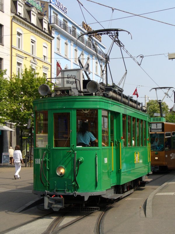 BVB - Olteimer Tram Be 2/2 190 bei einer Sonntglichen Stadtrundfahrt am 29.04.2007