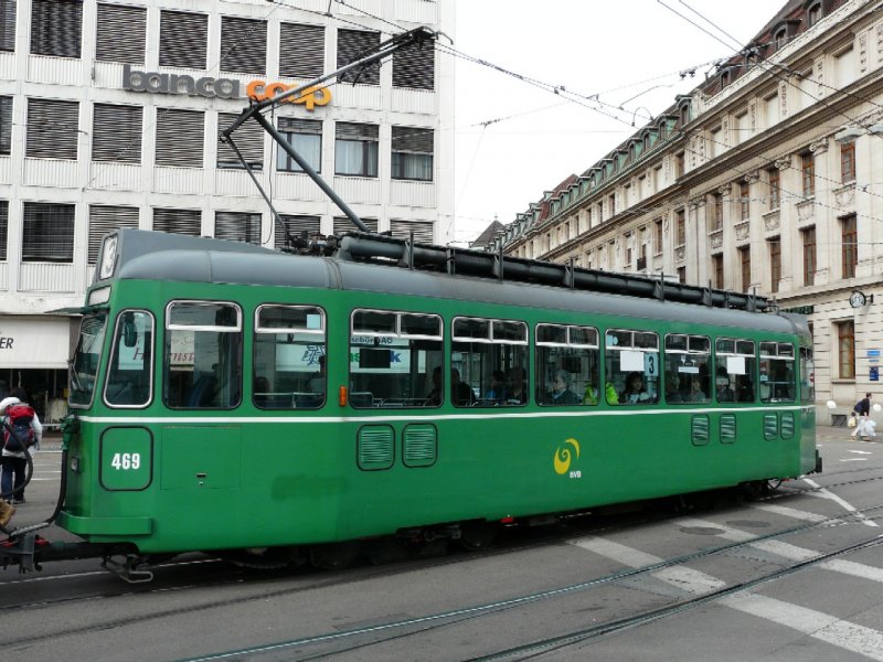 BVB - Tram Be 4/4 469 unterwegs auf der Linie 3 am 15.03.2008