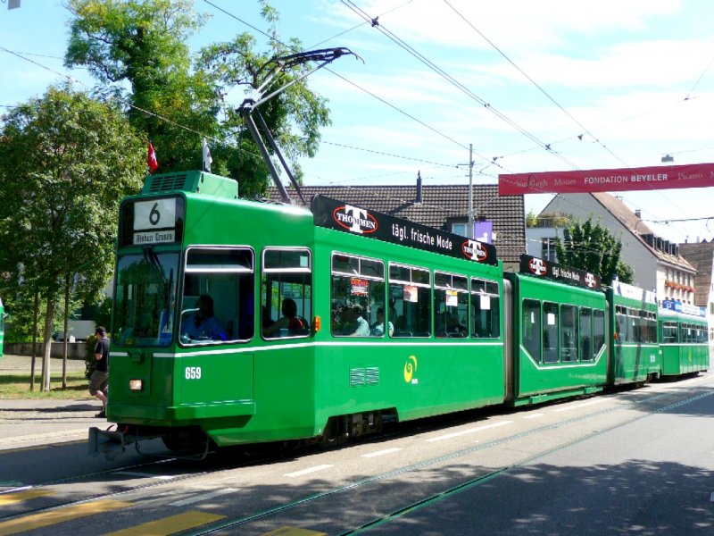 BVB -  Tram Be 4/8 659 unterwegs auf der Linie 6 am 10.08.2008