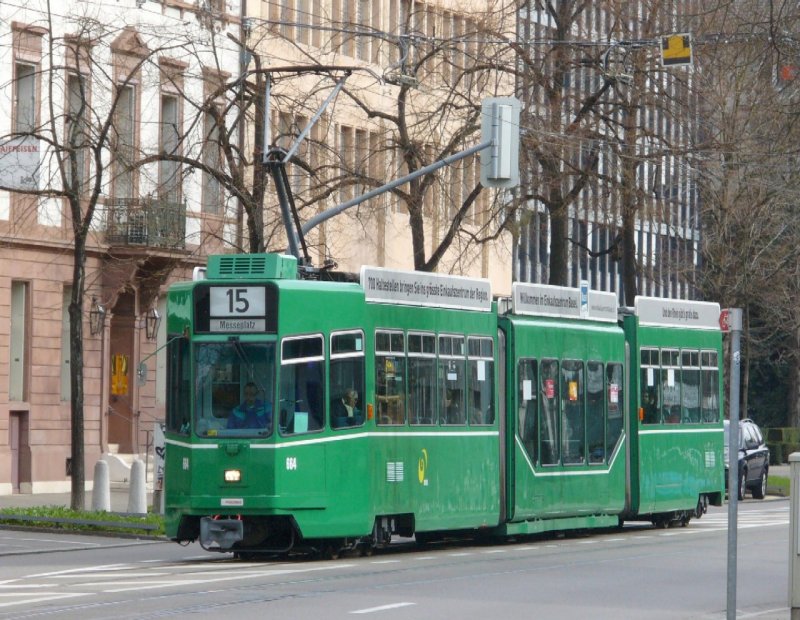 BVB - Triebwagen Be 4/8 664 eingeteilt auf der Linie 15 am 15.03.2008