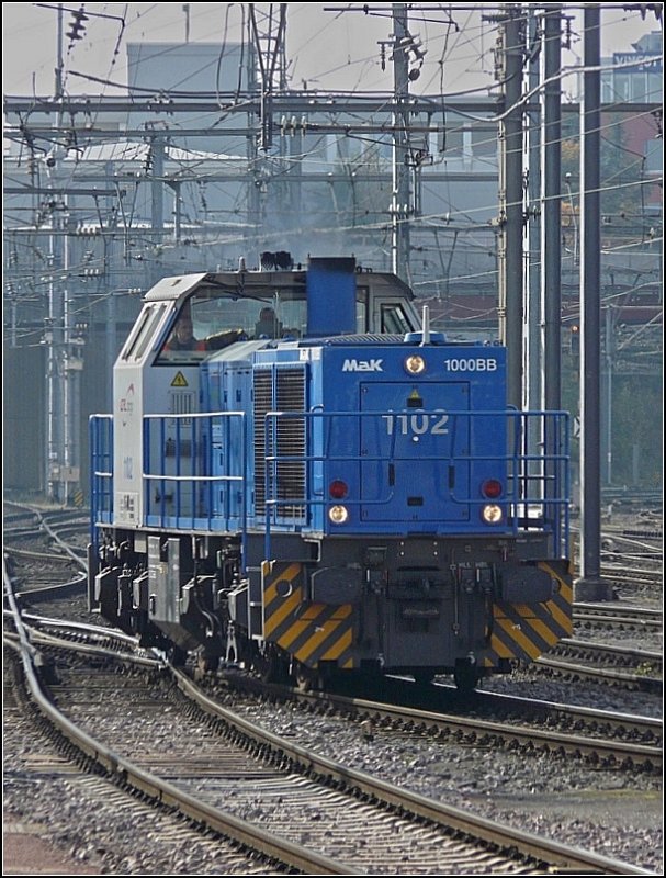 CFL Cargo Diesellok MaK 1102 konnte sich am 19.10.08 im Bahnhof von Luxemburg nicht ber Arbeitsmangel beklagen. (Jeanny) 