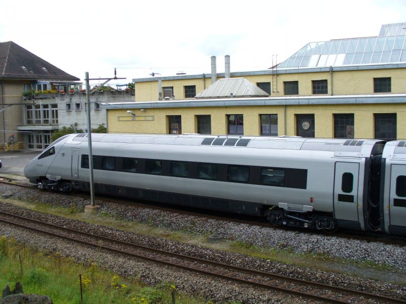 Cisalpino – Zweiter Steuerwagen / Triebwagen ?? des ETR 610 001 Abgestellt hinter dem SBB Depot in Biel / Bienne am 10.07.2007