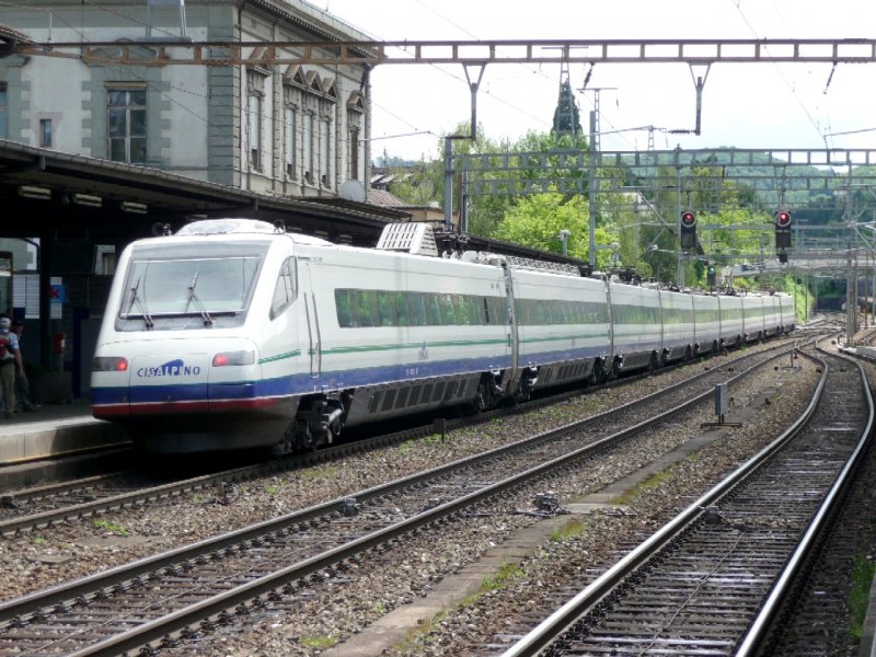 Cisalpino -  ETR 470.001 bei der durchfahrt im Bahnhof von Liestal am 03.08.2008