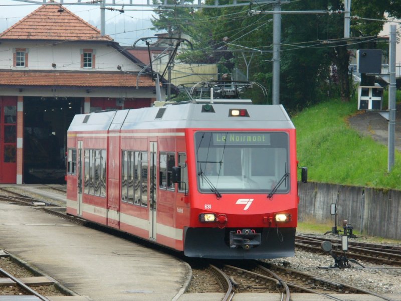 CJ - Pendelzug ABe 2/6 631 im Bahnhofsareal von Tramelan am 07.09.2007